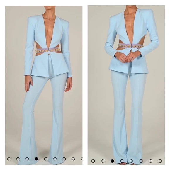 THE DOLLS HOUSE Light Blue Gigi Cutout Blazer Jacket XS NWT - Picture 4 of 11